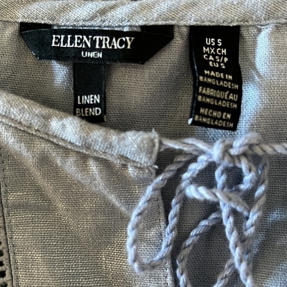 New Ellen Tracy Linen Blend boho Top Small - Picture 7 of 8